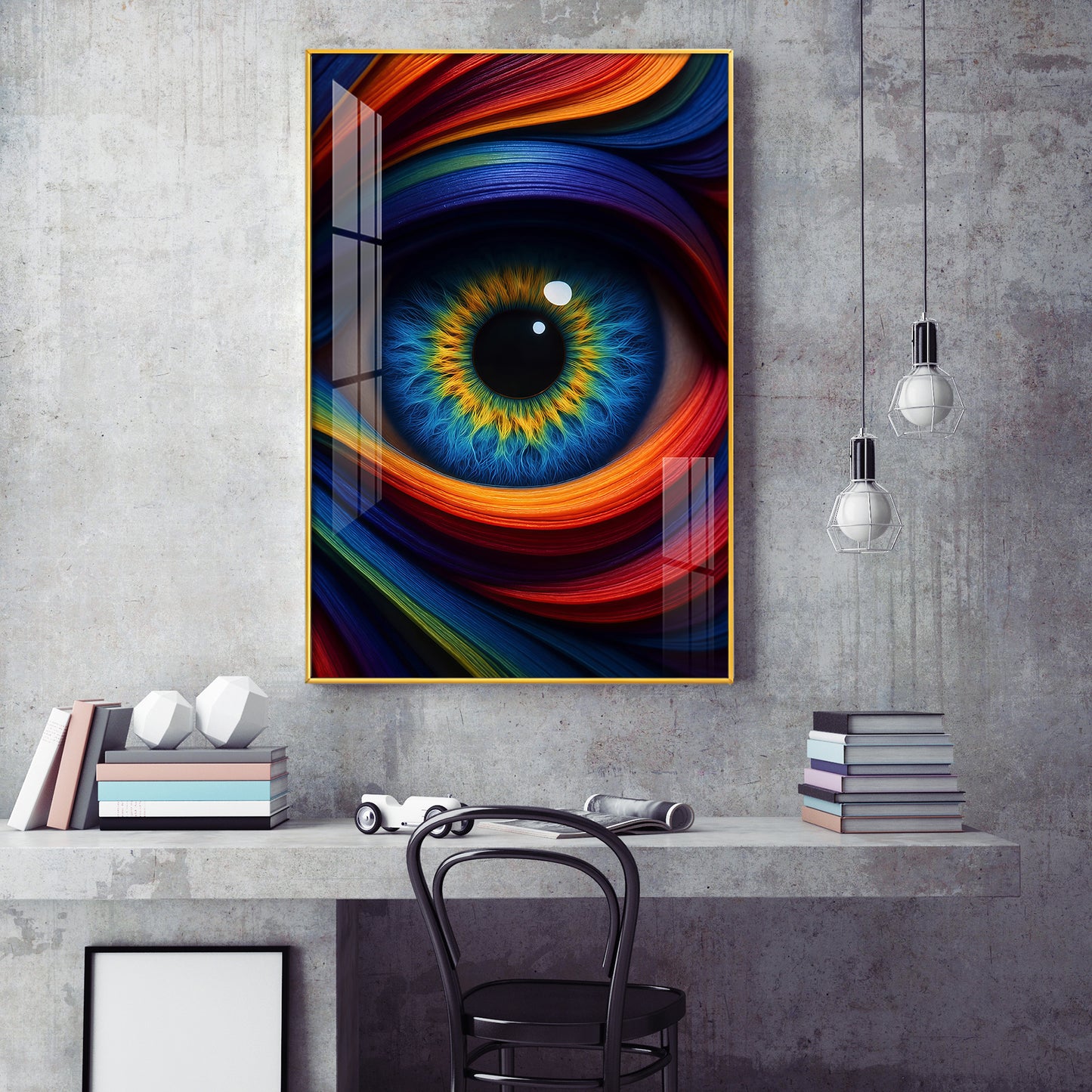 Colorful Eye Glass Finish Vertical Wall Art