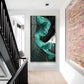 Emerald Elegance Glass Finish Vertical Wall Art