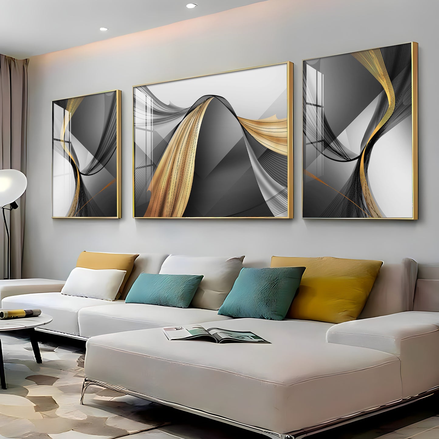 Reflective Art Glass Finish Wall Art (Set Of 3)
