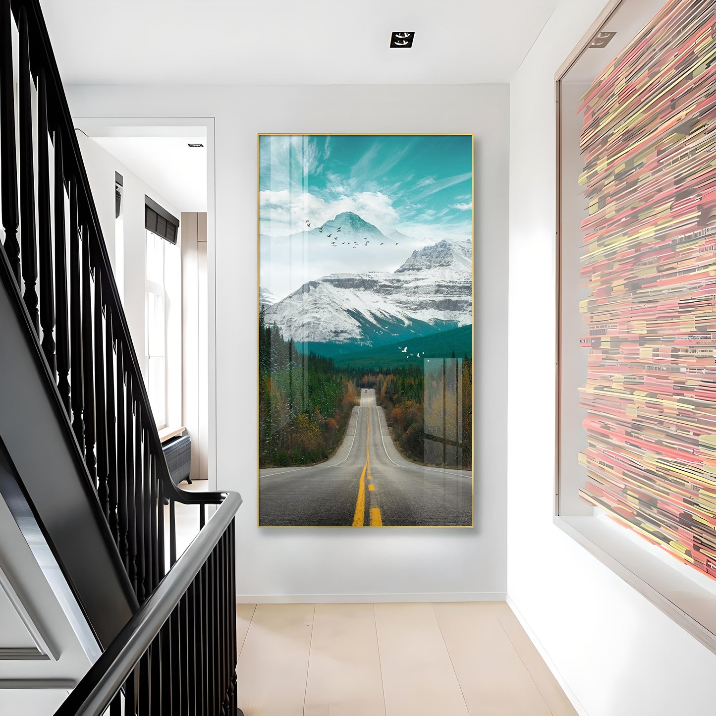 Nature's Gateway Road Glass Finish Vertical Wall Art