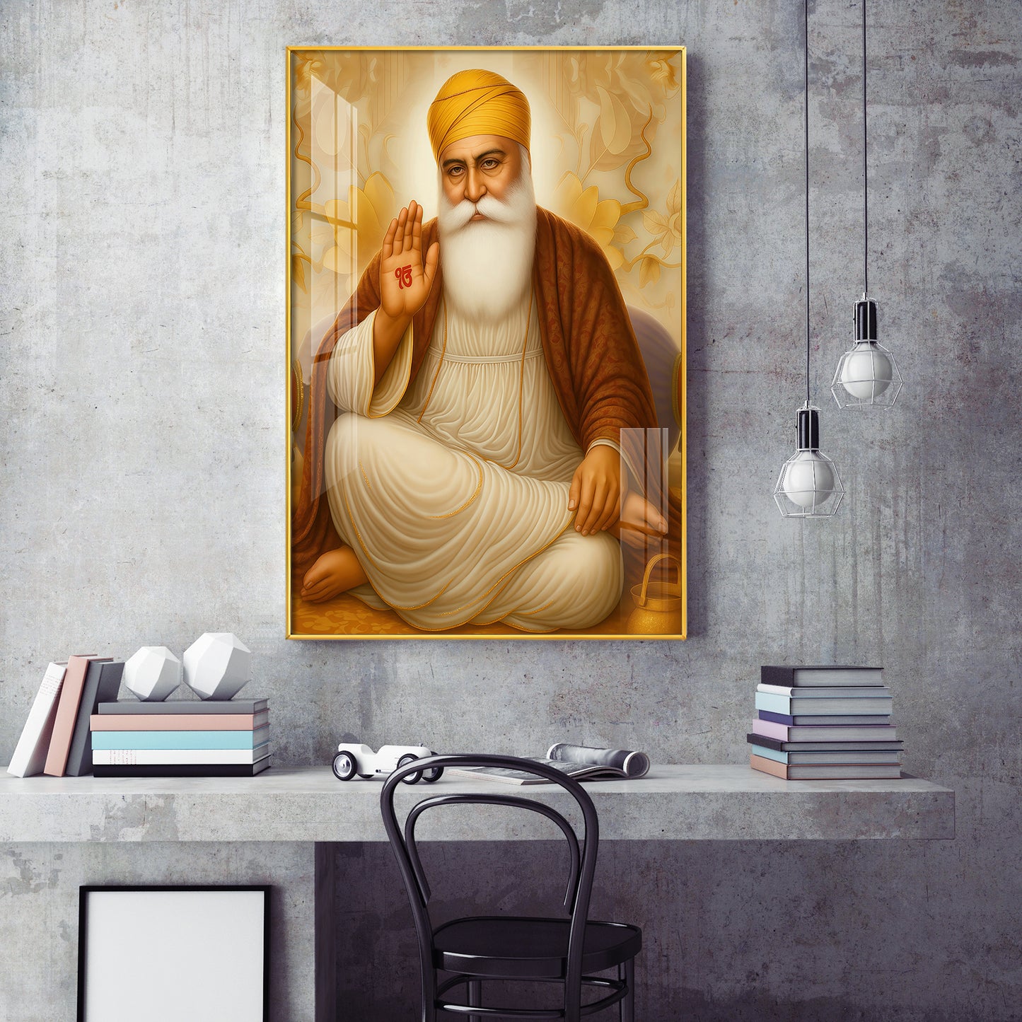 Spiritual Waheguru ji Glass Finish Vertical Wall Art