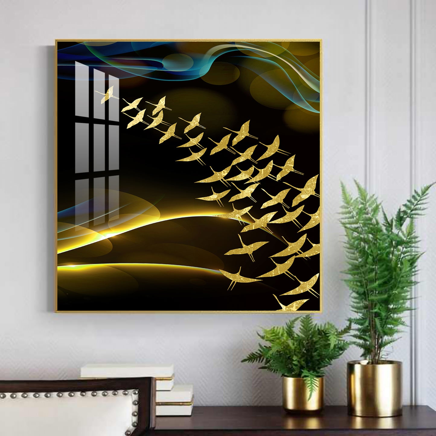 Horizon of Wings Glass Finish Square Wall Art