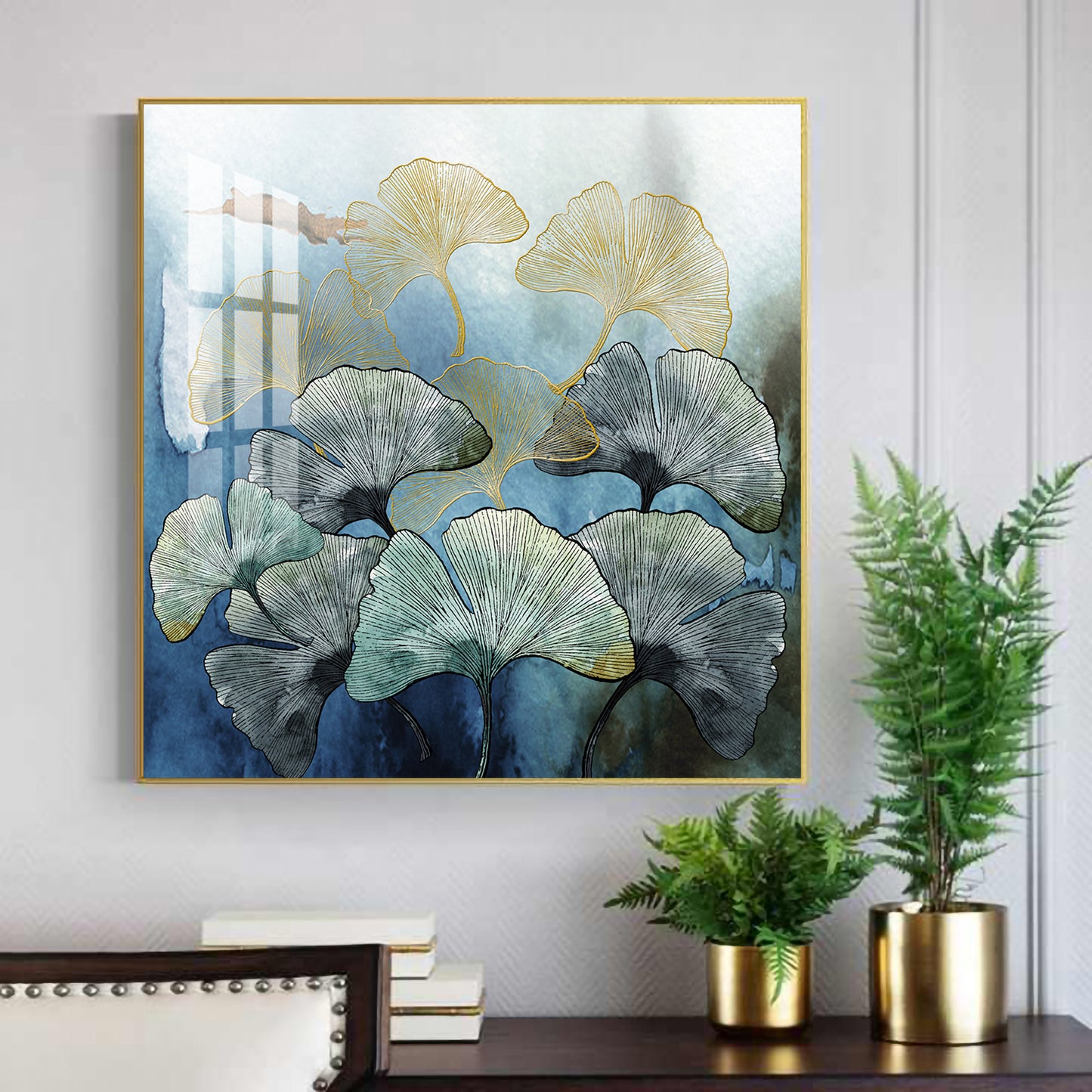 Tranquil Blossom Glass Finish Square Wall Art