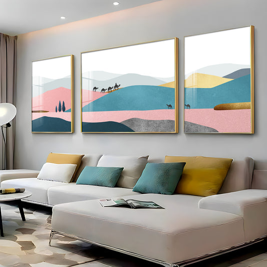 Abstraction of Desert Glass Finish Wall Art (Set Of 3)