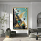 Geometric Luxe Living Glass Finish Vertical Wall Art