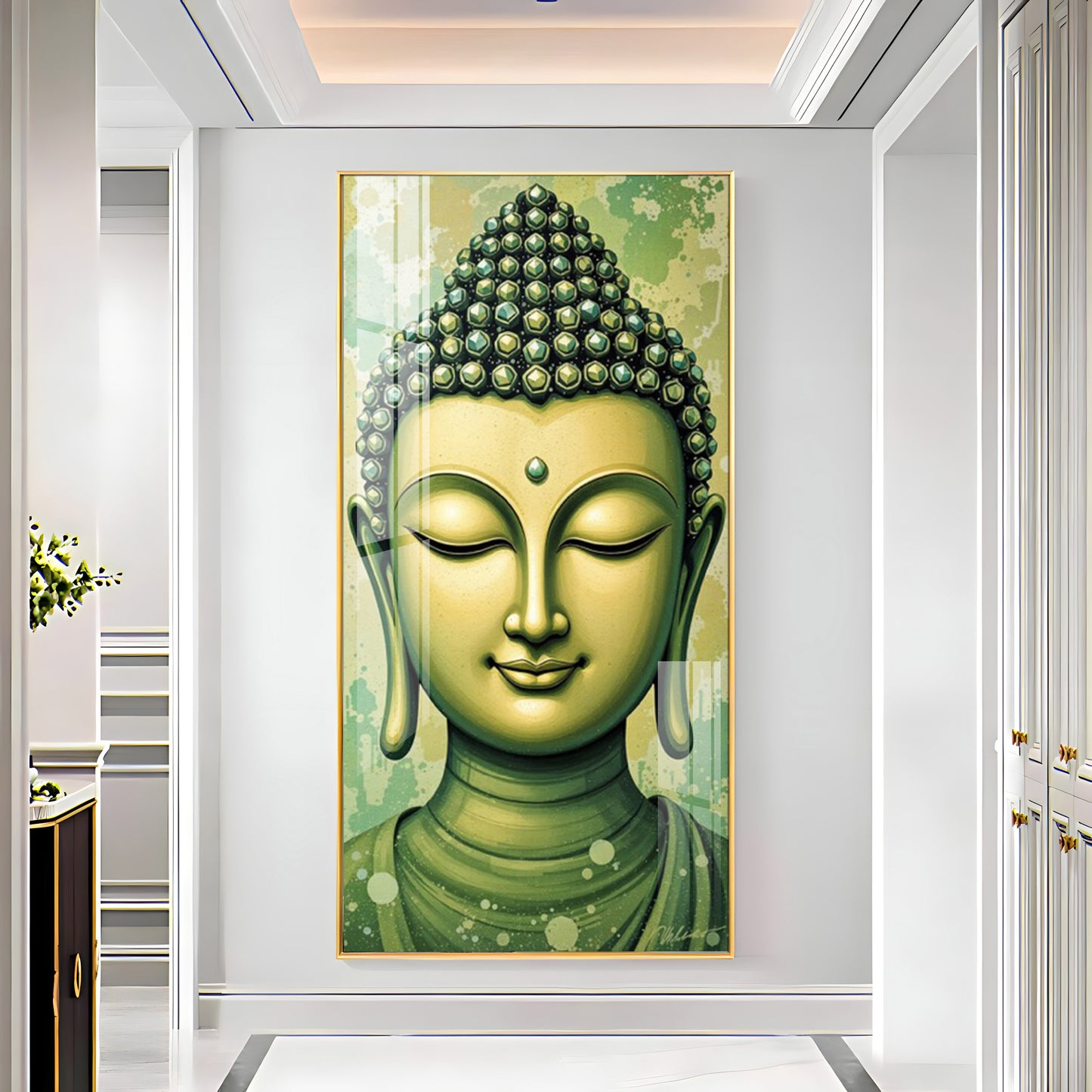 Budha Surreal portrayal Glass Finish Vertical Wall Art