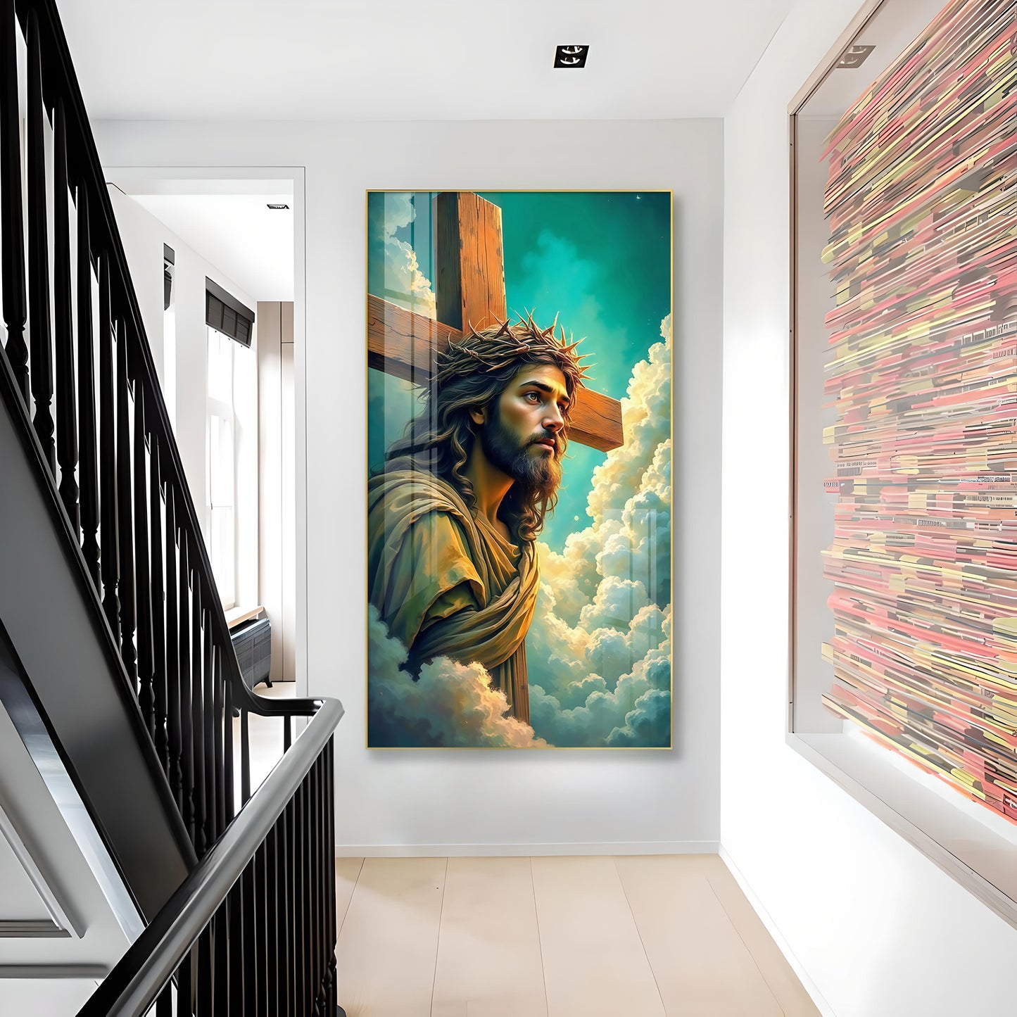 Jesus Christ Glass Finish Vertical Wall Art