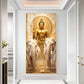 Meditating Buddha With Alpha Elephant Glass Finish Vertical Wall Art