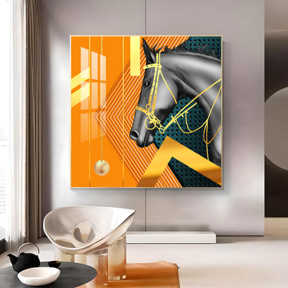 Luxe Horse Glass Finish Square Wall Art