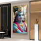 Lord Jai Shri Krishna Glass Finish Vertical Wall Art
