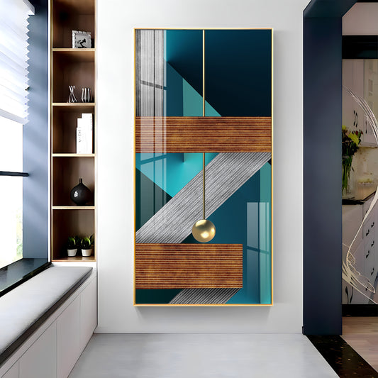 Z Abstraction Glass Finish Vertical Wall Art