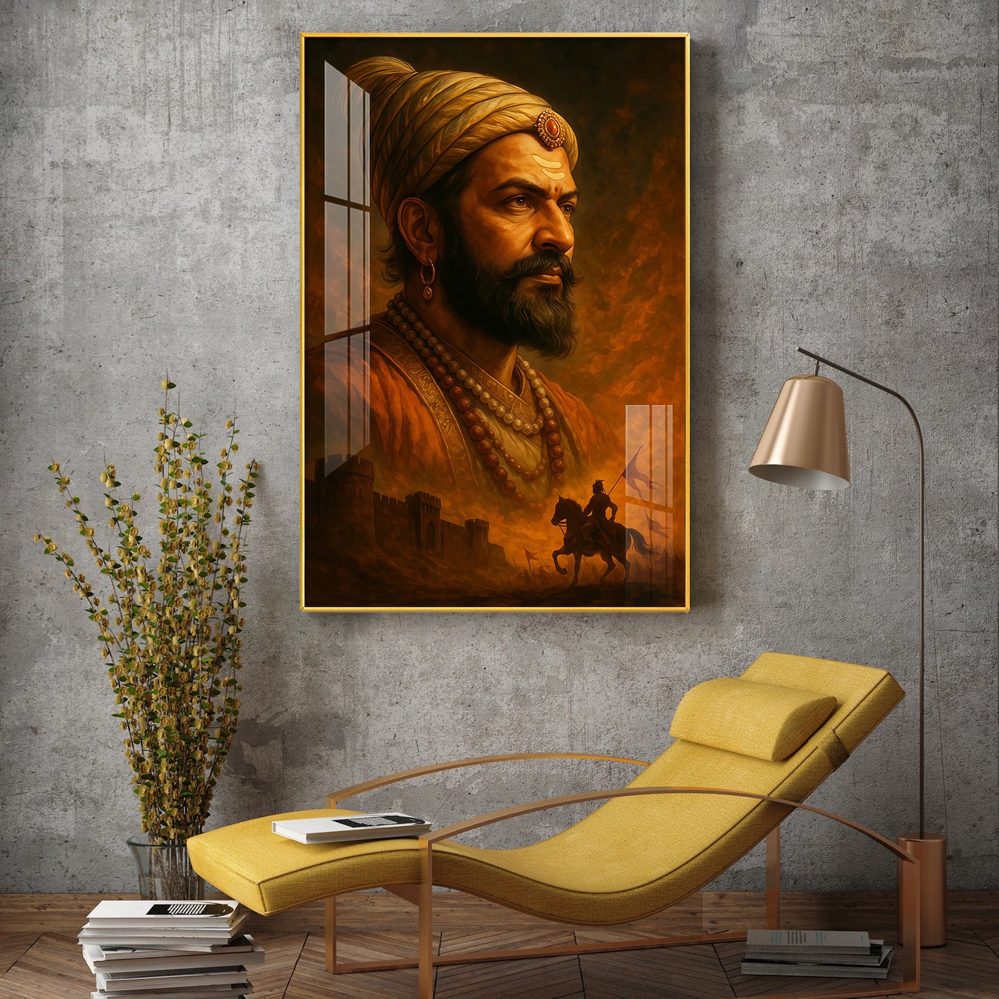 Chhatrapati Shivaji Maharaj Glass Finish Vertical Wall Art
