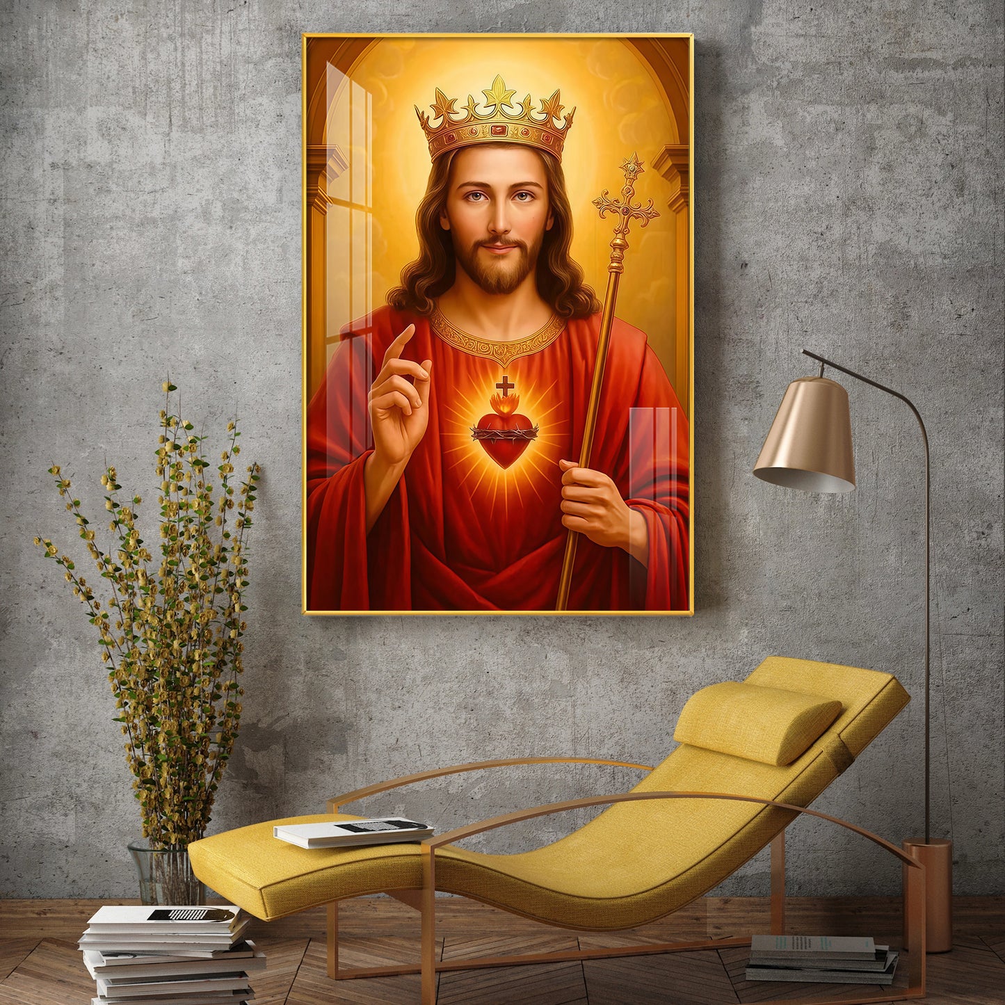 Christian God jesus Glass Finish Vertical Wall Art