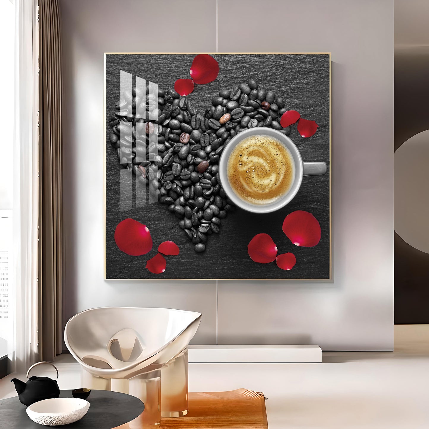 Coffee Charm Glass Finish Square Wall Art