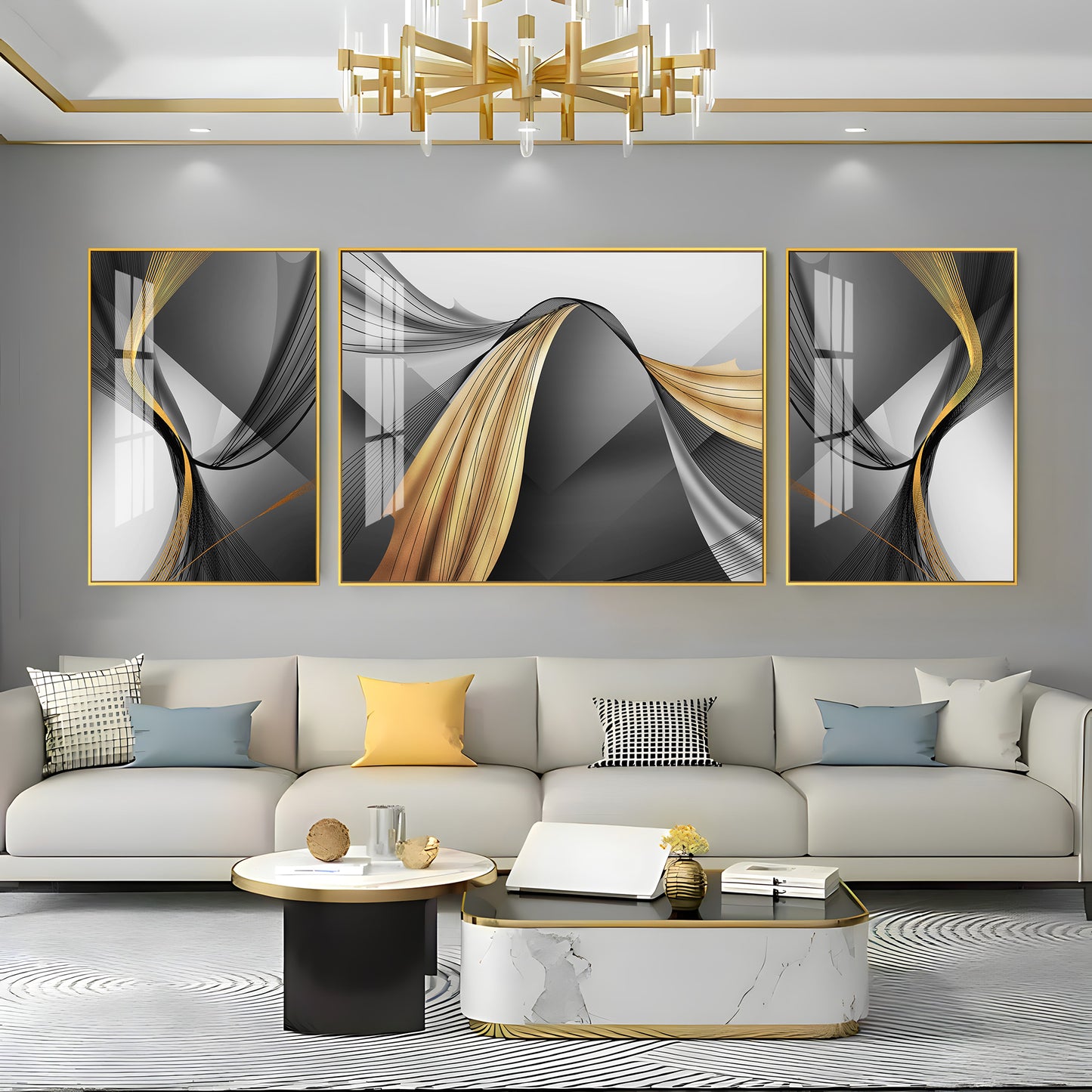 Reflective Art Glass Finish Wall Art (Set Of 3)