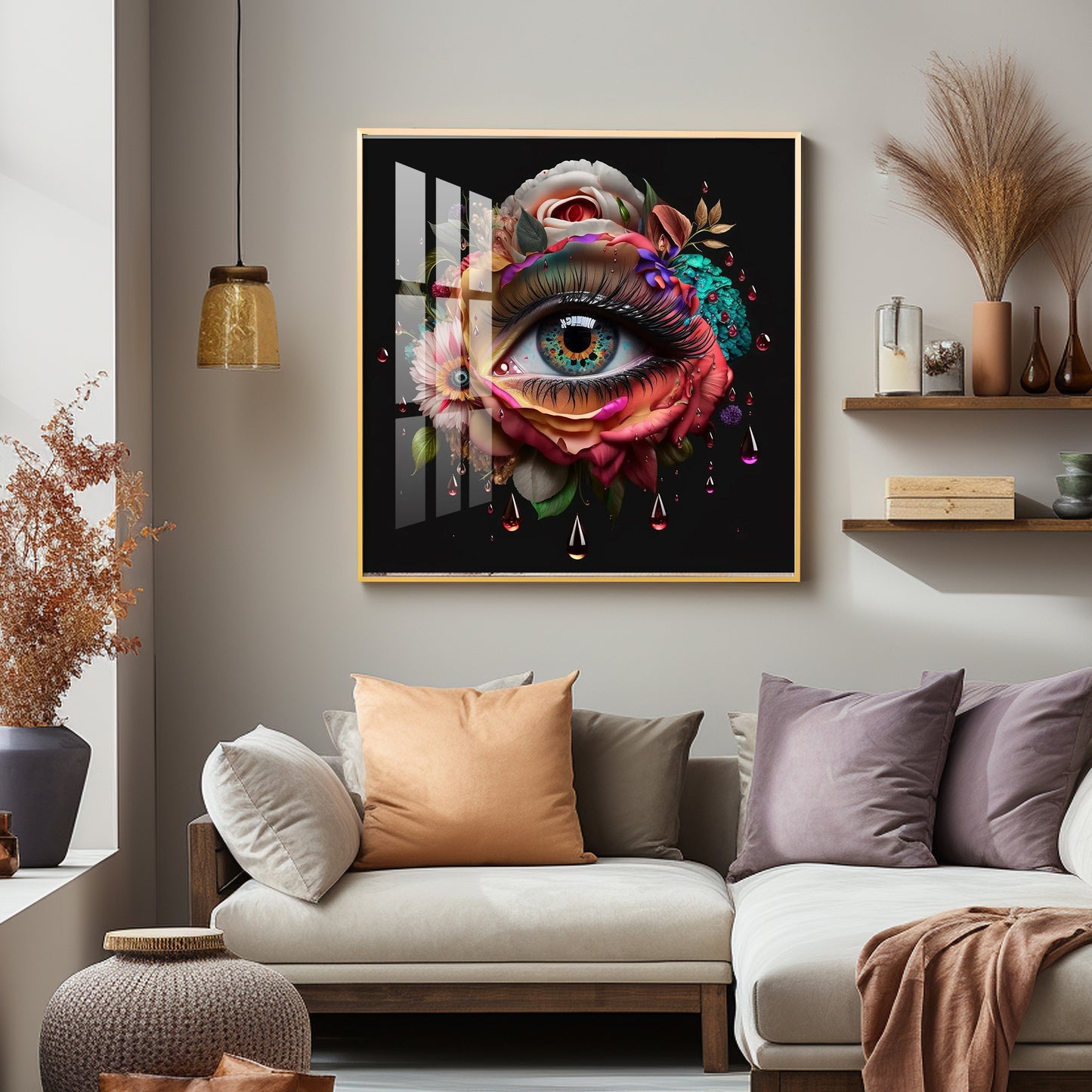 Radiant Jewel Eye Glass Finish Square Wall Art