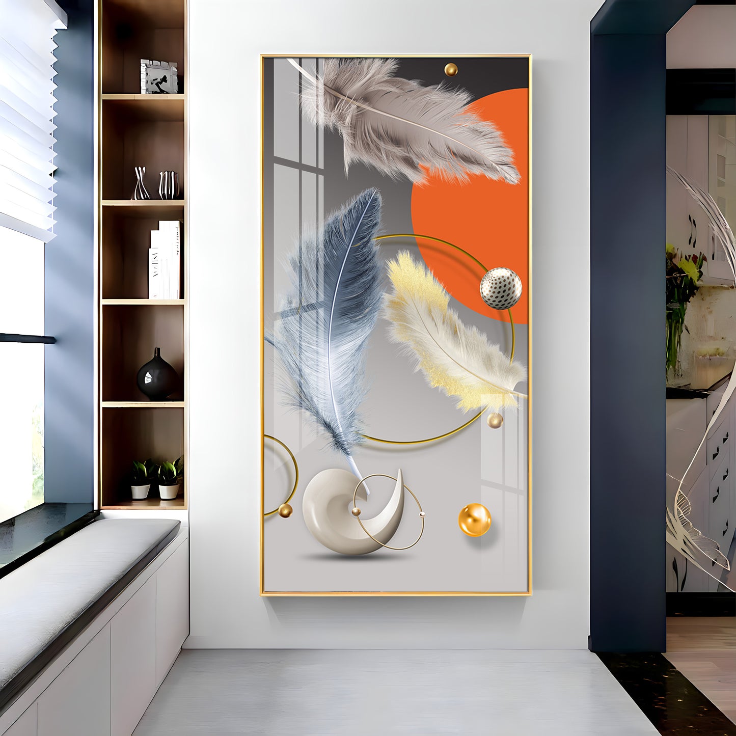 Shellscape Art Glass Finish Vertical Wall Art