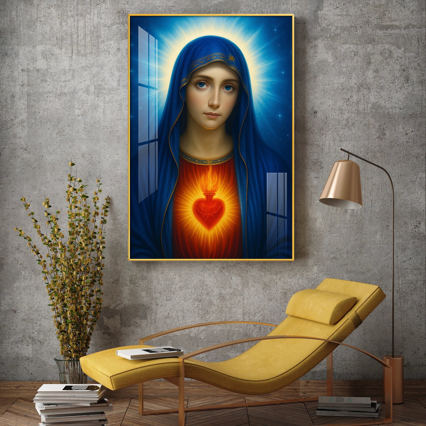 Mary Catholic Glass Finish Vertical Wall Art