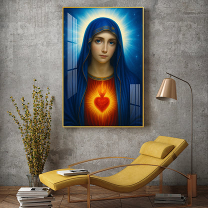 Mary Catholic Glass Finish Vertical Wall Art