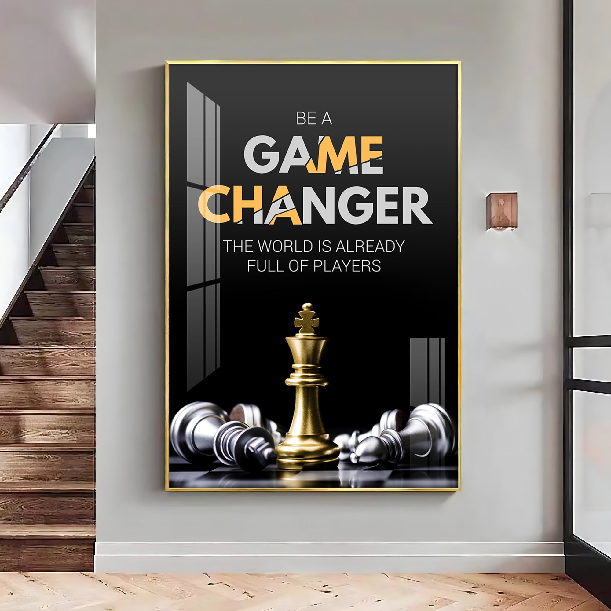 Be A Game Changer Glass Finish Vertical Wall Art