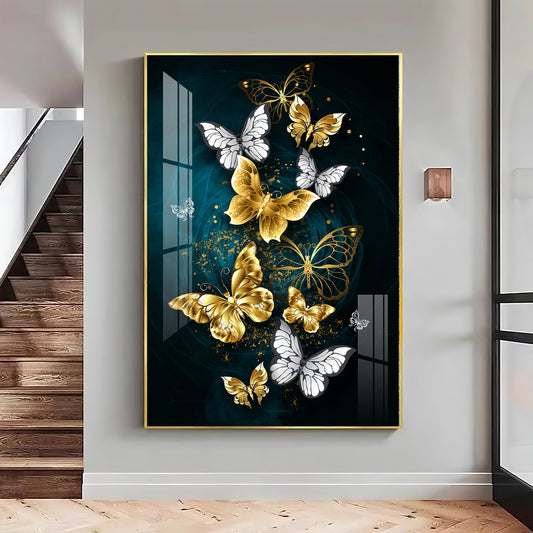 Butterfly Wings Glass Finish Vertical Wall Art