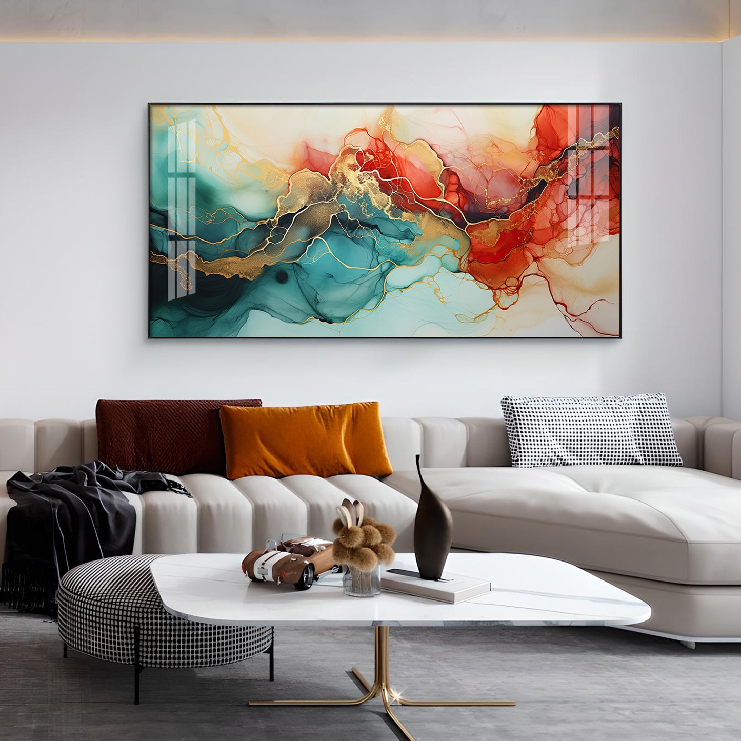 Modern Artwork Fantasy Glass Finish Horizontal Wall Art