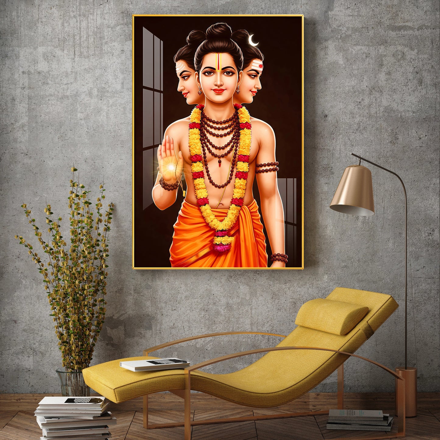 Lord Dattatreya Glass Finish Vertical Wall Art