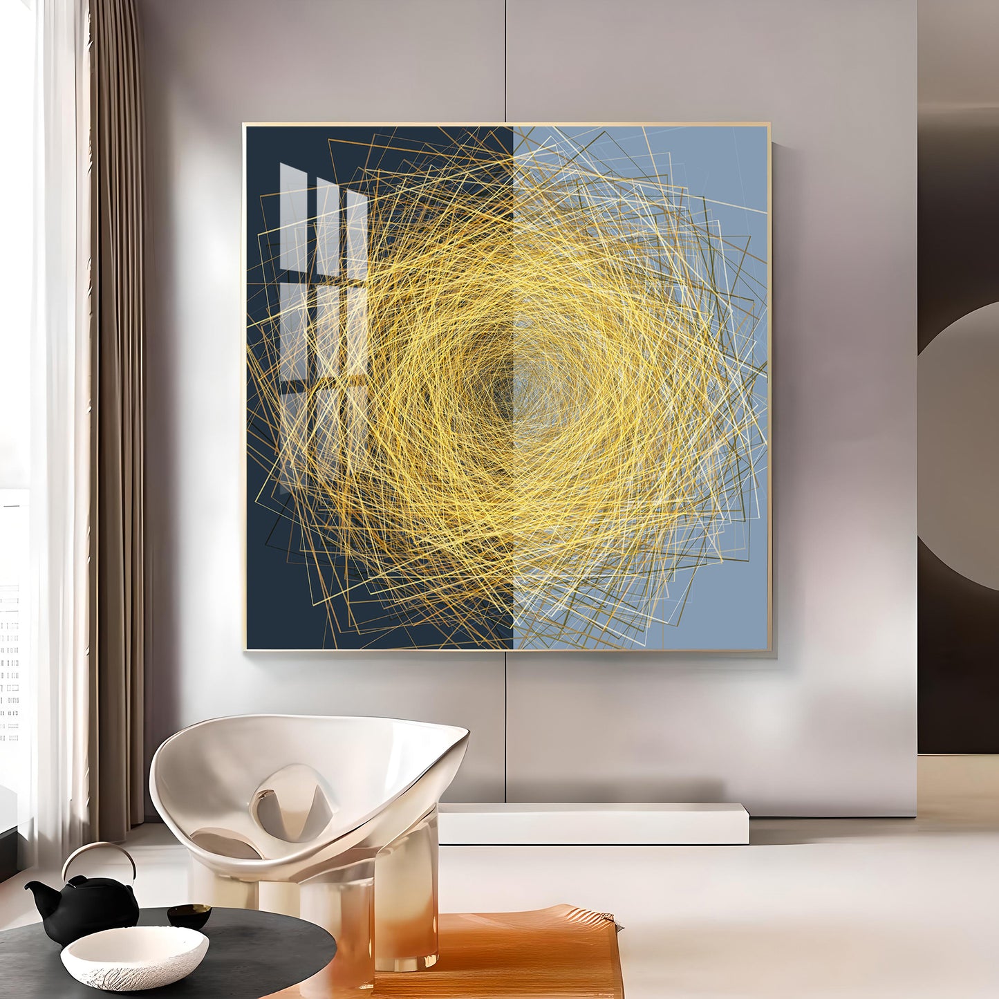 String Wire Glass Finish Square Wall Art