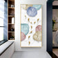 Golden Fish Umbrella Mosaic Glass Finish Vertical Wall Art