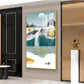 Painting of a Waterfall and Boat Glass Finish Vertical Wall Art