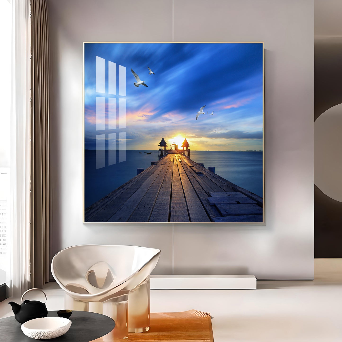 Sunset Vision Glass Finish Square Wall Art