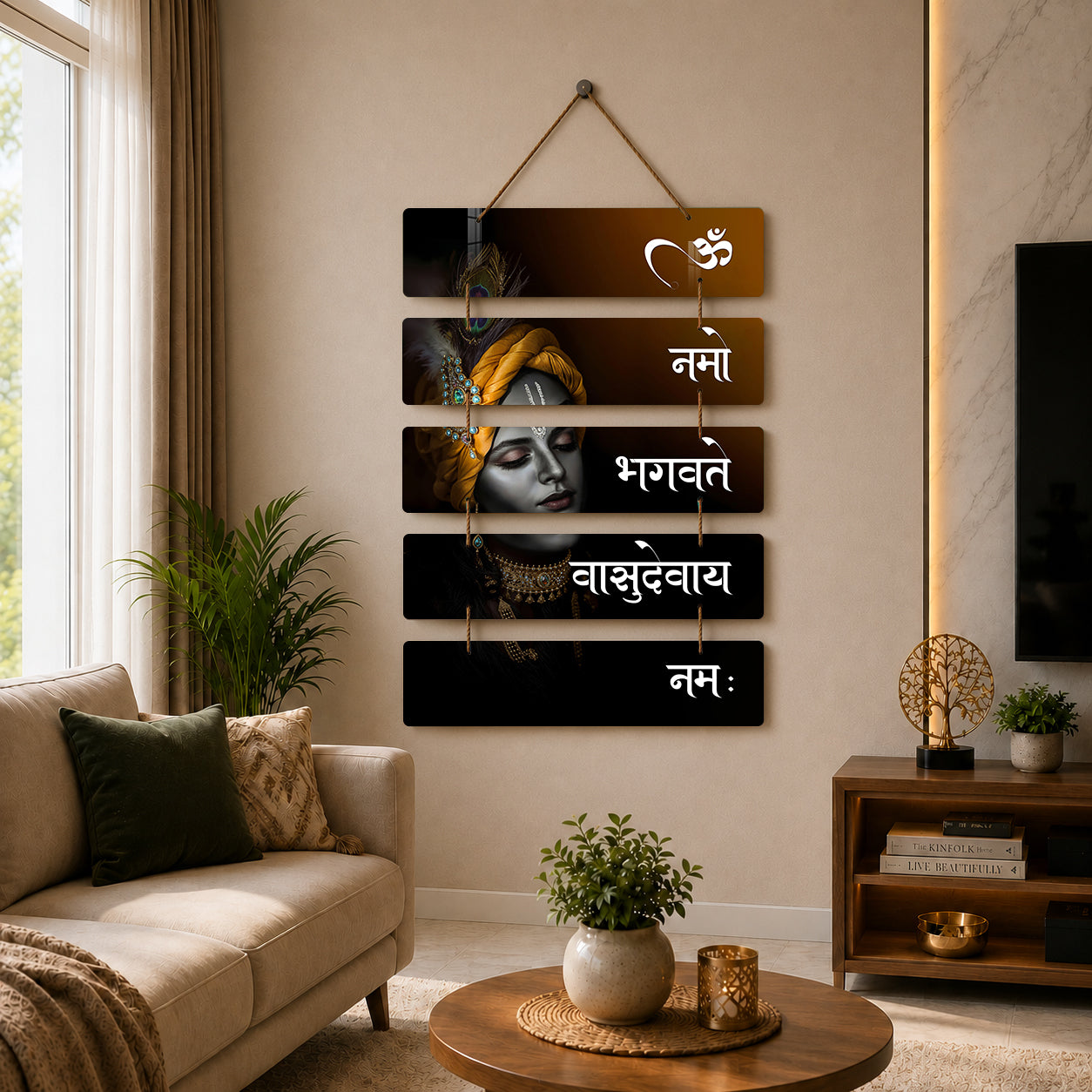 Om Namo Bhagavate Vasudevaya Wooden Wall Hanging