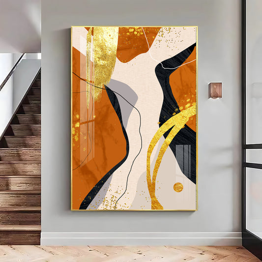 Chic Abstraction Glass Finish Vertical Wall Art