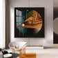 Golden Noir Glass Finish Square Wall Art