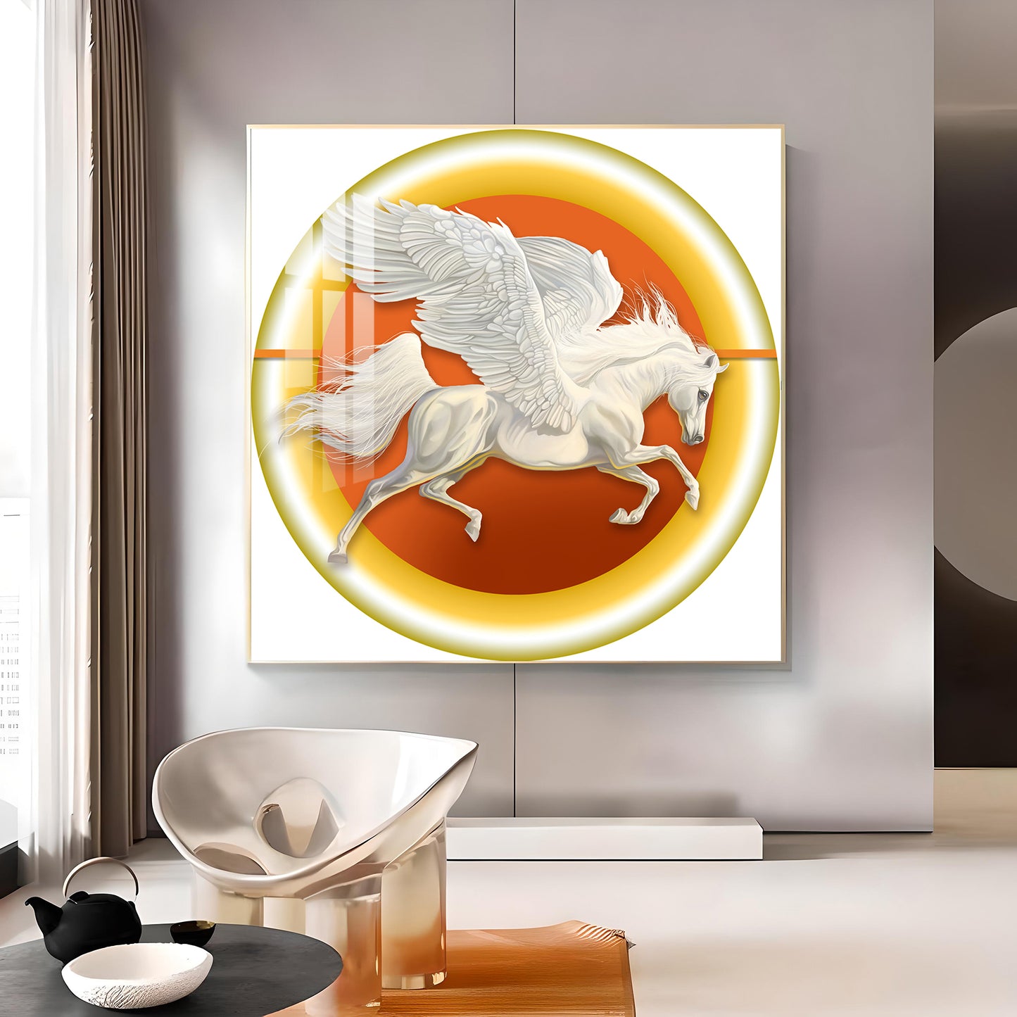 Winged Horse Harmony Glass Finish Square Wall Art