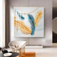 Radiant Blue and Yellow Plume Glass Finish Square Wall Art