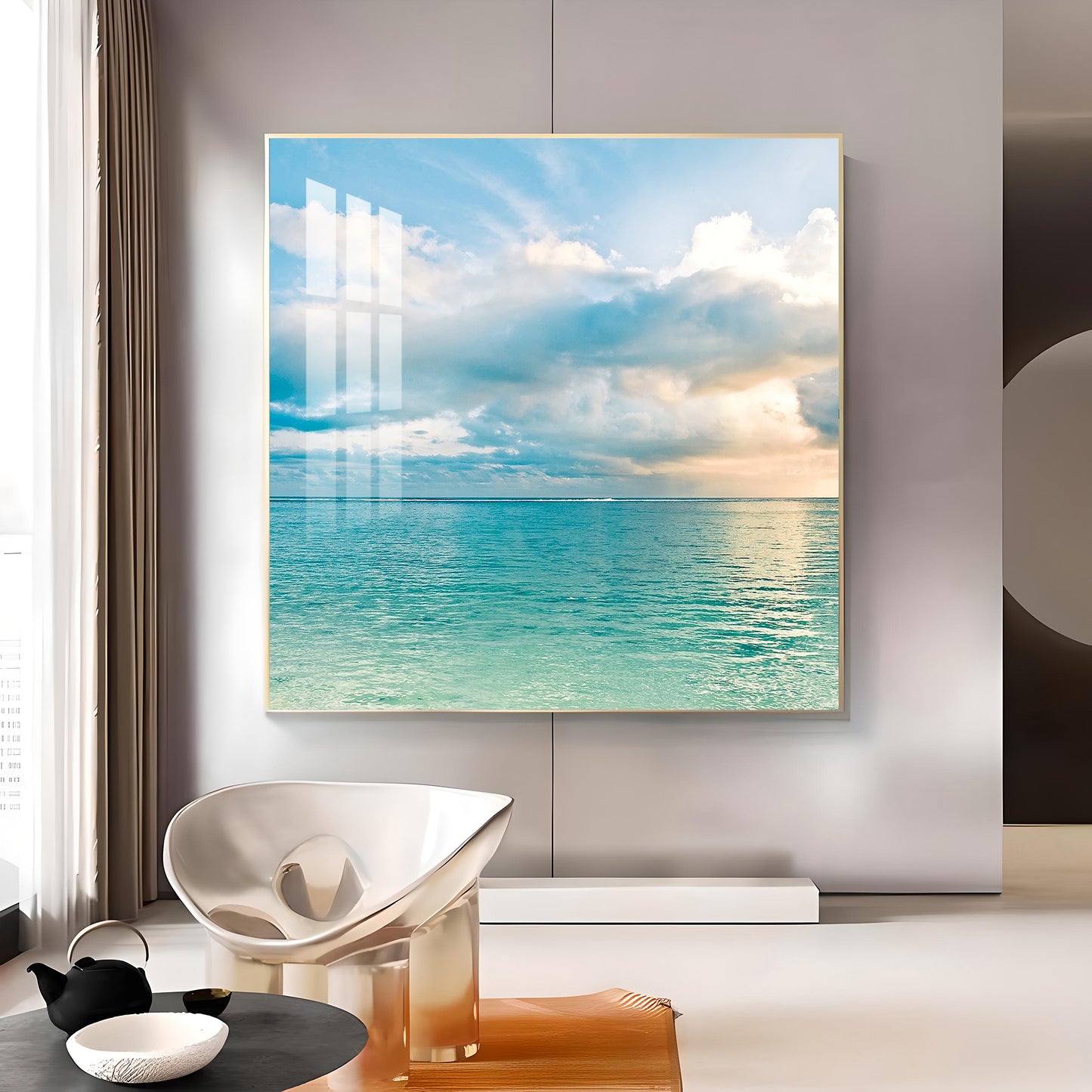 Celestial Ocean Glass Finish Square Wall Art