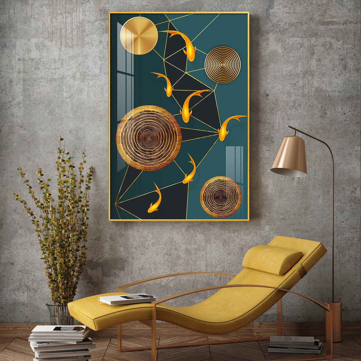 Aquatic Elegance Glass Finish Vertical Wall Art