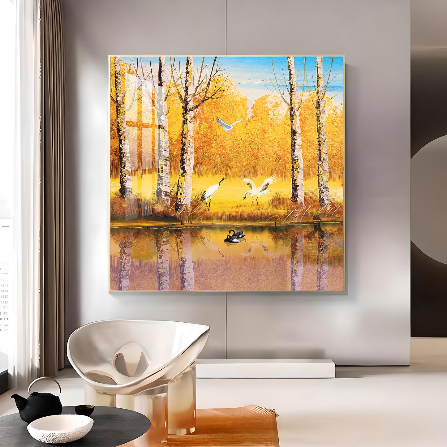 Lakeside Harmony Glass Finish Square Wall Art