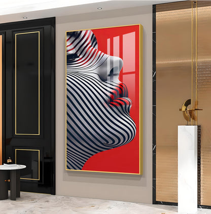 Stripes of Distinction Glass Finish Vertical Wall Art