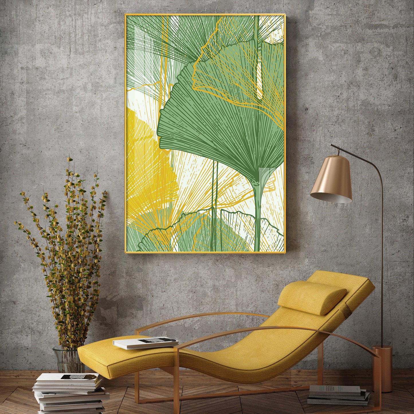 Foliage Reverie Glass Finish Vertical Wall Art