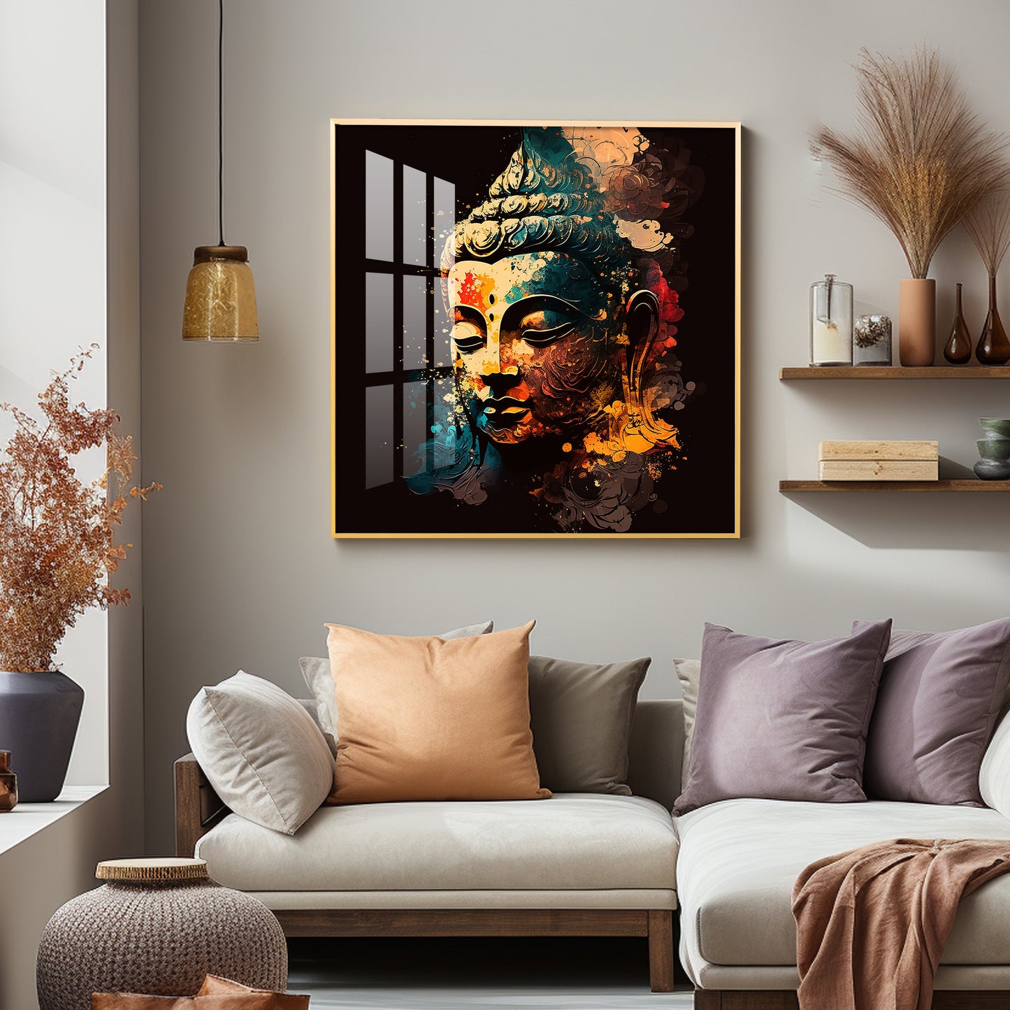 Tranquil Buddha Glass Finish Square Wall Art