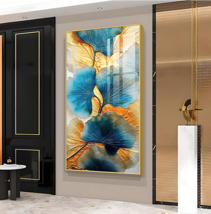 Noir Petal Glass Finish Vertical Wall Art