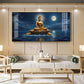 Buddha Sitting Peacfully Glass Finish Horizontal Wall Art