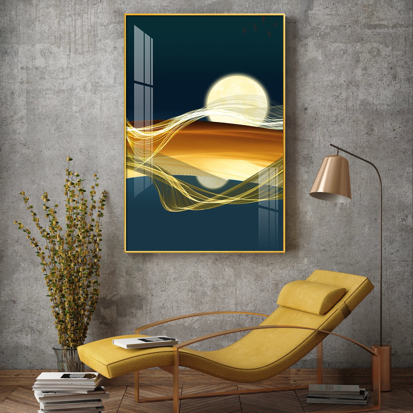 Modern Vista Glass Finish Vertical Wall Art