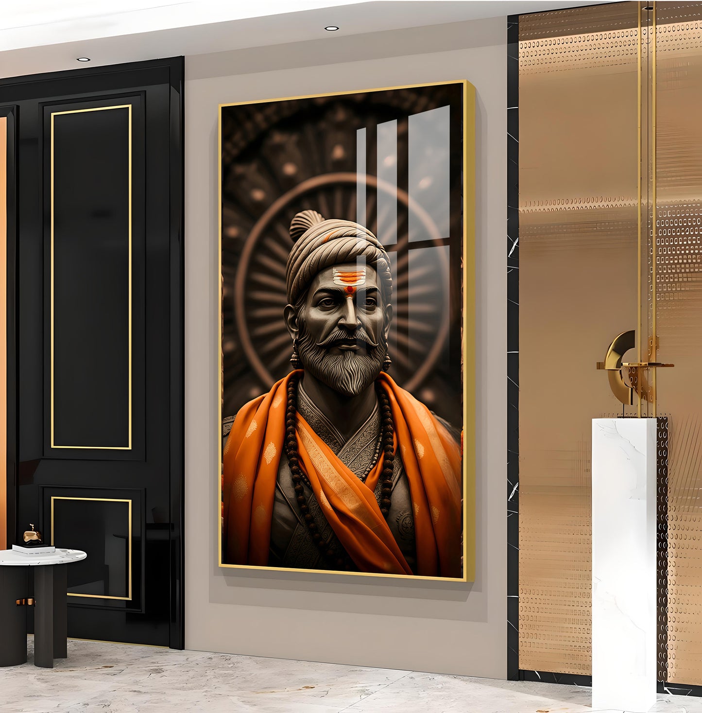 Chhatrapati Shivaji Maharaj Ji Glass Finish Vertical Wall Art