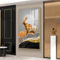 Gold and Silver Elephant Figurine Glass Finish Vertical Wall Art