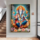 Ganesha's Blessing Glass Finish Vertical Wall Art