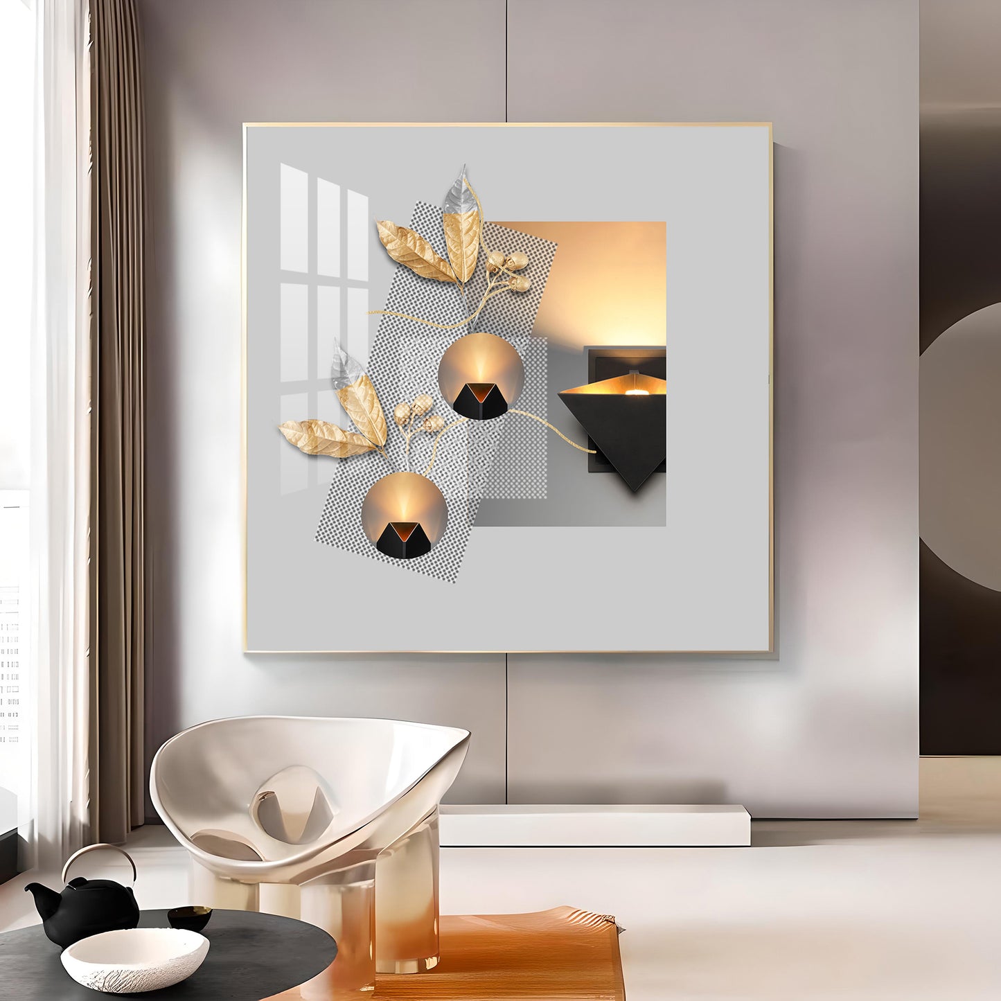 Opulent Oasis Glass Finish Square Wall Art