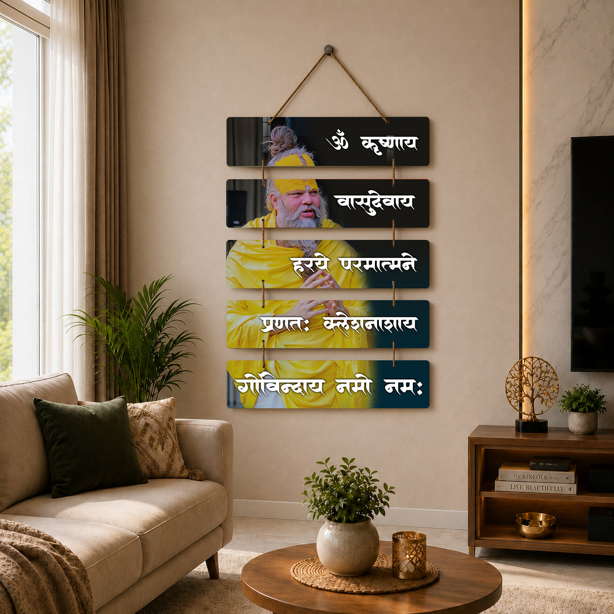 Om Namo Bhagavate Vasudevaya Mantra Wooden Wall Hanging
